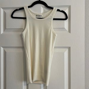 Eterne high neck fitted tank top ivory